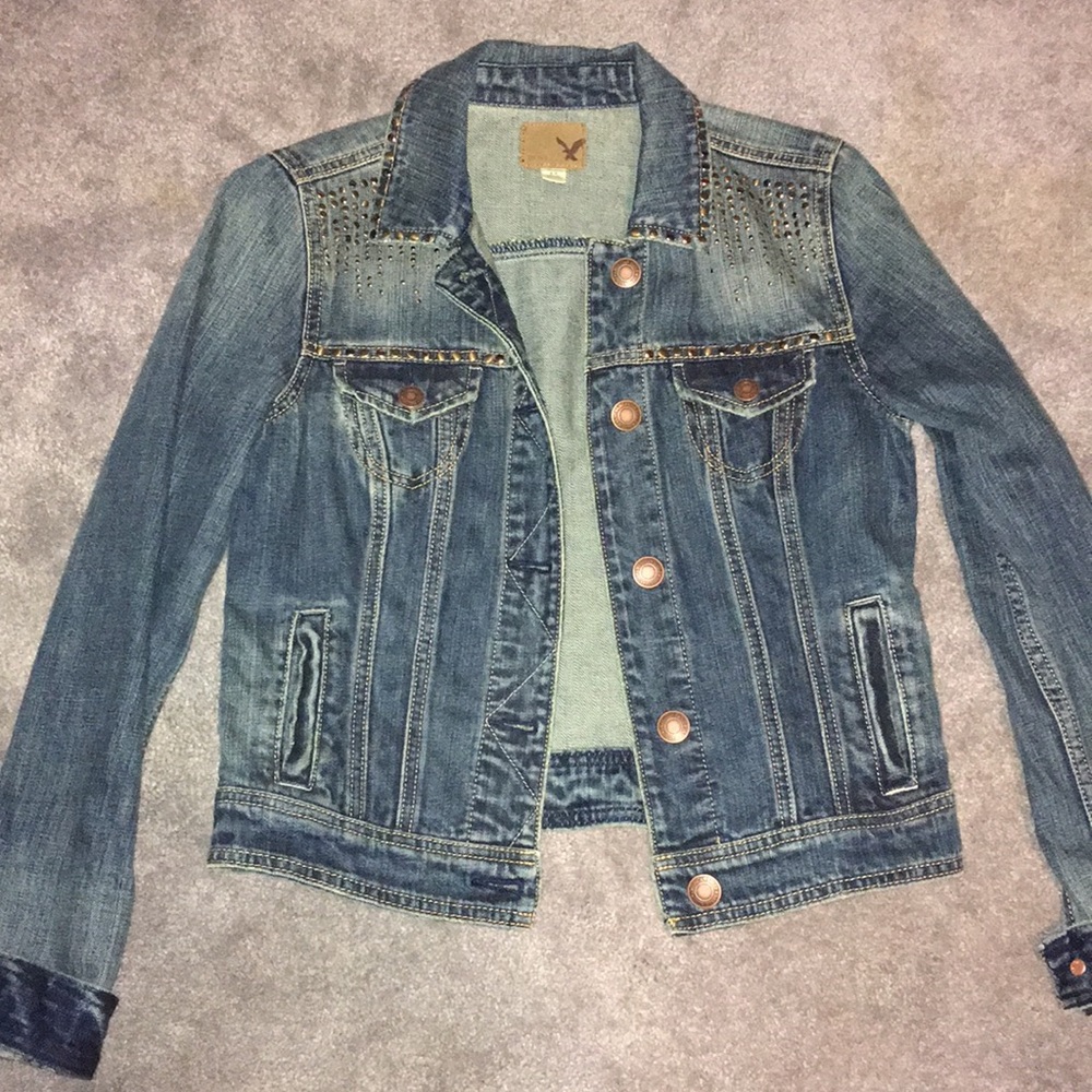 American eagle small studded jean jacket